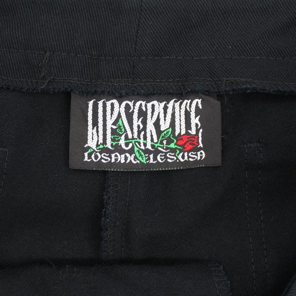 Lip Service Black Lace-Up Corset Pants SZ L Gothic Punk Low Rise Cotton Y2K Alt - Picture 10 of 15